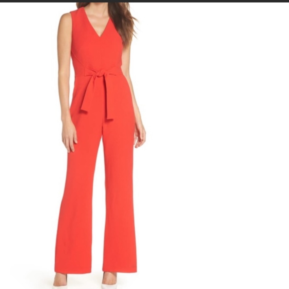 Vince Camuto Red Tie-front Jumpsuit